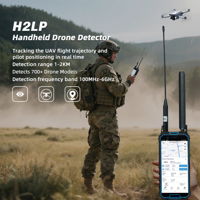 100MHz~6GHz 1-3km Detection Range Handheld H2lp Drone Detection Portable Uav Detector