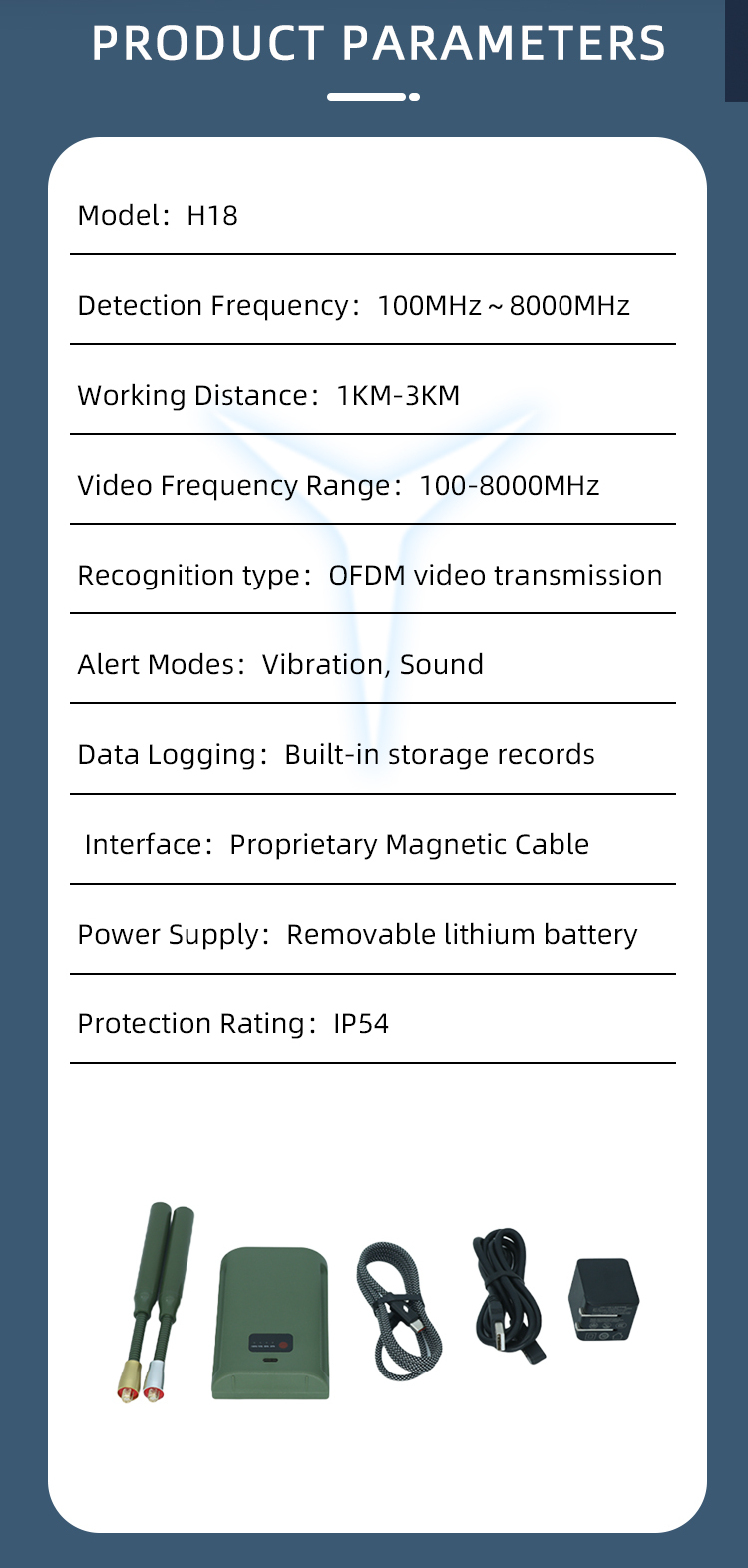 Drone Detector Handheld FPV Detector and Location 100-8000MHz Drone Defence Detection Dji FPV Autel 1-2km Signal Detector