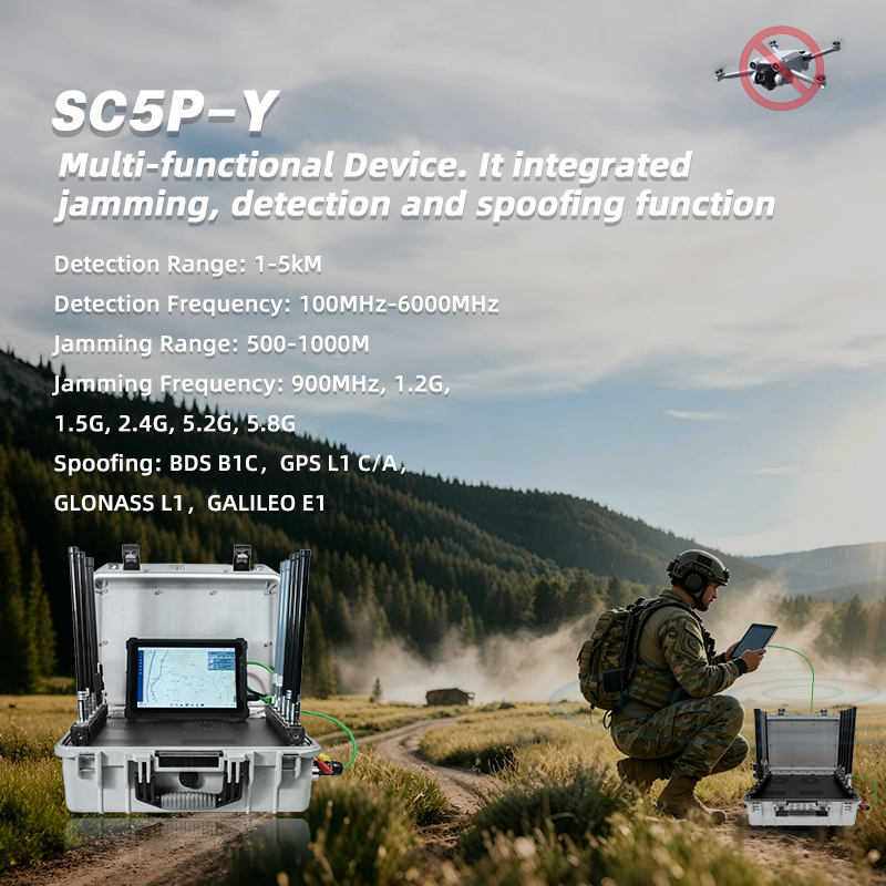 100-6000MHz Portable Suitcase Uav Detector Spoofer Jammer System Anti Drone Detection Equipment