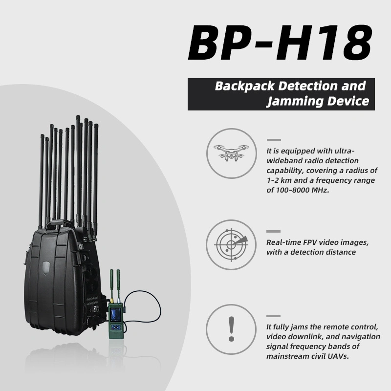 BP-H18 portable drone detector jammer integrated equipment housing and antenna assembly