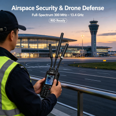 Portable Ultra Wideband Drone Detector 300MHz to 13.4GHz 5km Detection Range with Rid Function