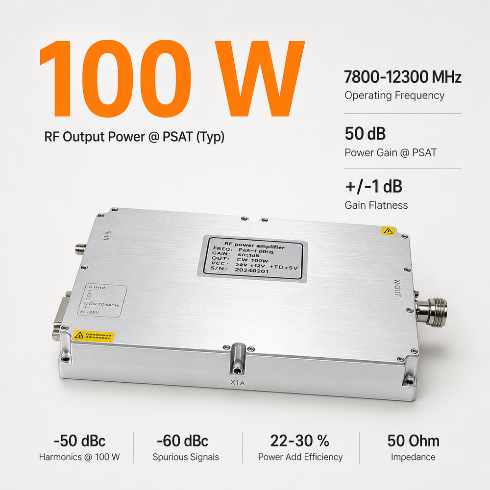 Anti-Drone Module Customized 100W RF Power Amplifier Module Anti-Drone for 8000-12000MHz Wireless Counter FPV