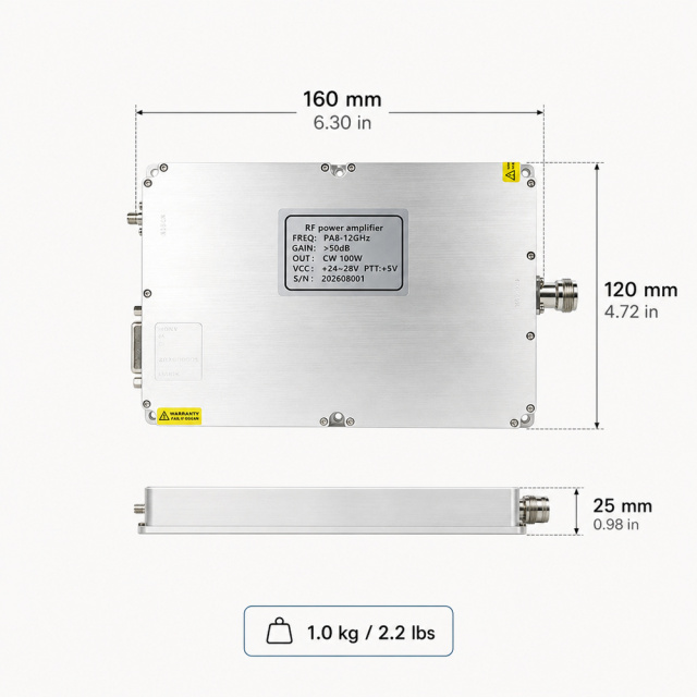 Anti-Drone Module Customized 100W RF Power Amplifier Module Anti-Drone for 8000-12000MHz Wireless Counter FPV