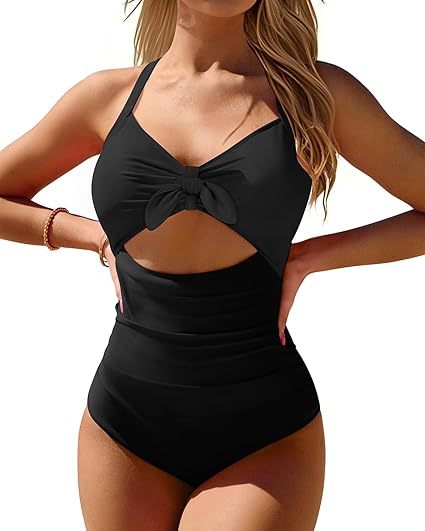 Women Cut Out One Piece Swimsuit - Tummy Control Bathing Suit Push Up Monokini Swimwear 2025