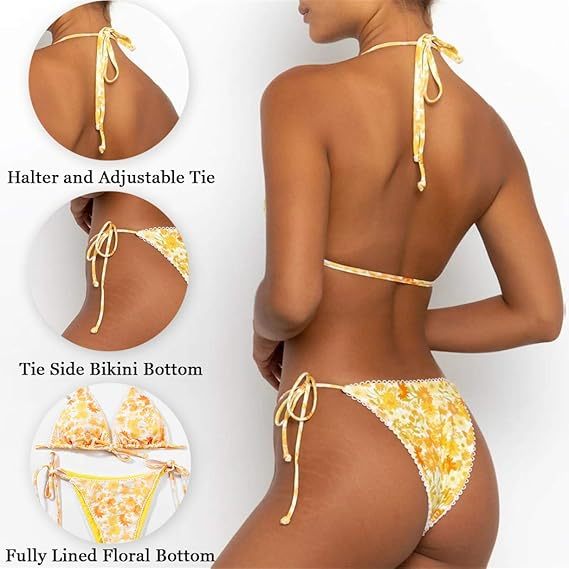 Bikinis Swimsuit Set for Women Swimwear Triangle Bathing Suit Tie String Thong