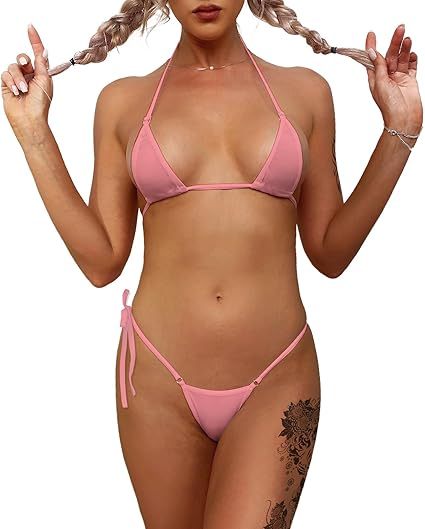 Sexy Mini Bikini Sets 2Pcs Swimwear G-String Bottom Swimsuit Micro Bikinis for Women