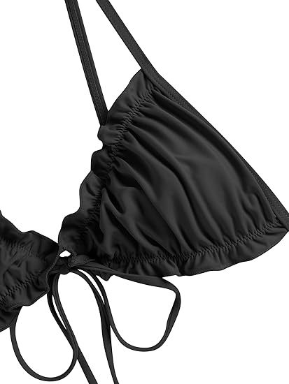 Women's Triangle Bikini Floral Ruffles Bow Tie Up Bikini Set Two Piece Swimsuit