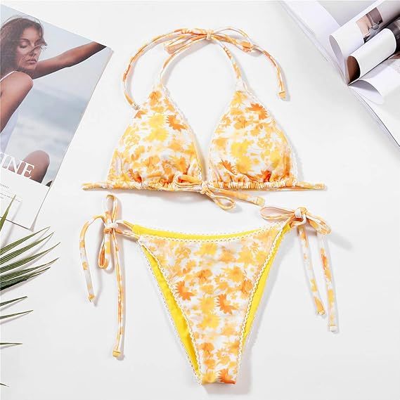 Bikinis Swimsuit Set for Women Swimwear Triangle Bathing Suit Tie String Thong