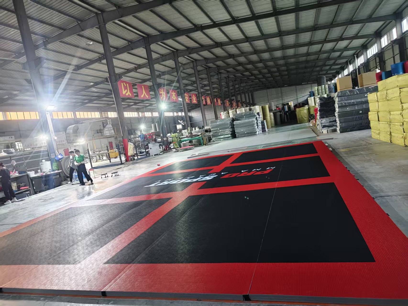 ProSport MMA Academy custom roll-out mat pre-shipment inspection