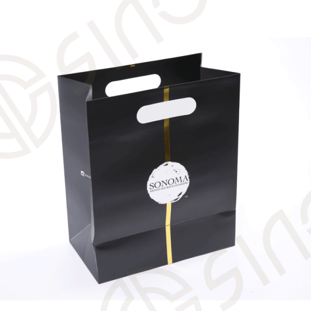 Custom Paper Euro Tote shopping Bag with DIE-CUT Handle