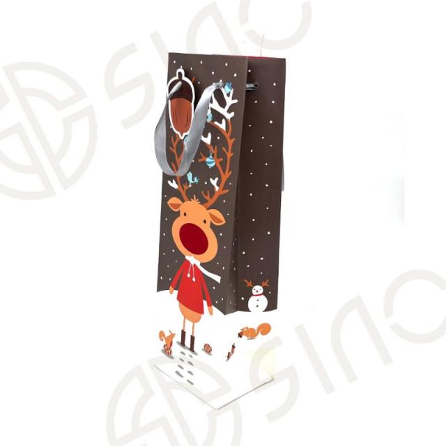 High quality paper gift bag with satin ribbon handle