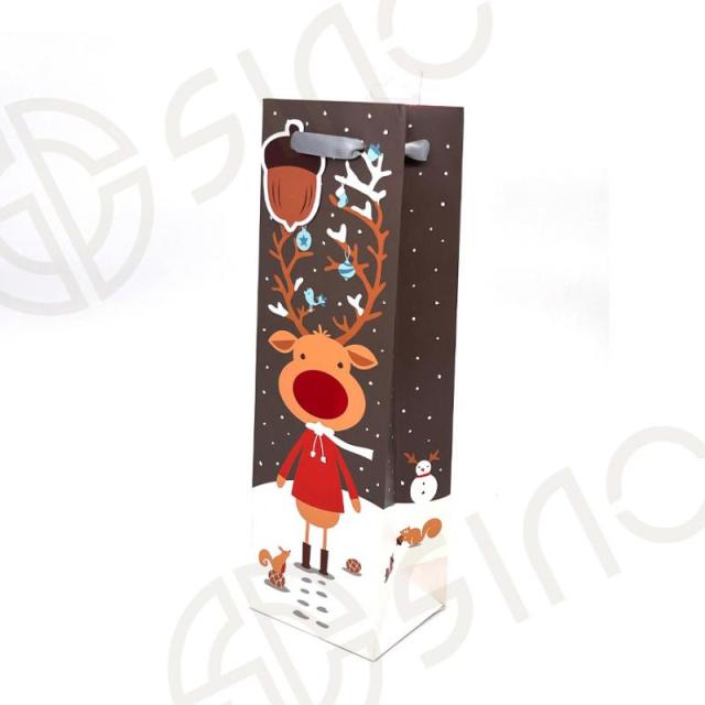 High quality paper gift bag with satin ribbon handle