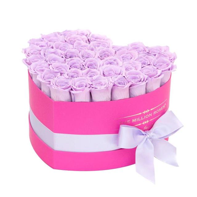 Heart hot pink suede flower box