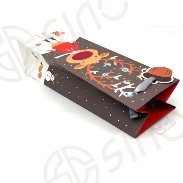 High quality paper gift bag with satin ribbon handle