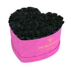 Heart hot pink suede flower box
