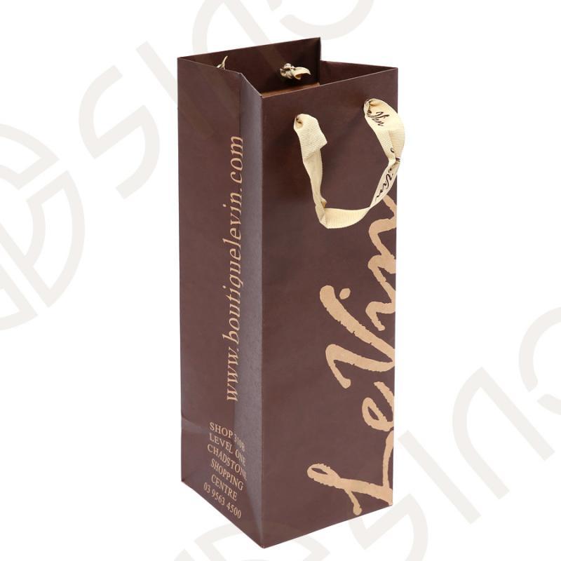 1 Bottle Customizable Paper Wine Bag with Handle