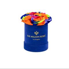 Blue velvet rigid cardboard cylinder