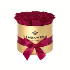 Classic gold round box for 14-15 roses
