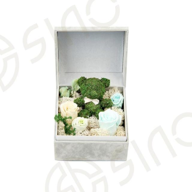 Gray velvet rigid cardboard flower boxes