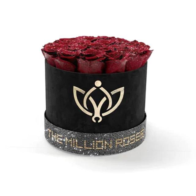 Sultry black velvet rose packaging box