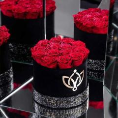 Sultry black velvet rose packaging box