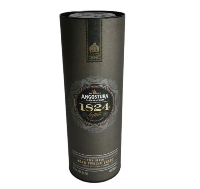 Personalized whisky round box with metal lid and cap