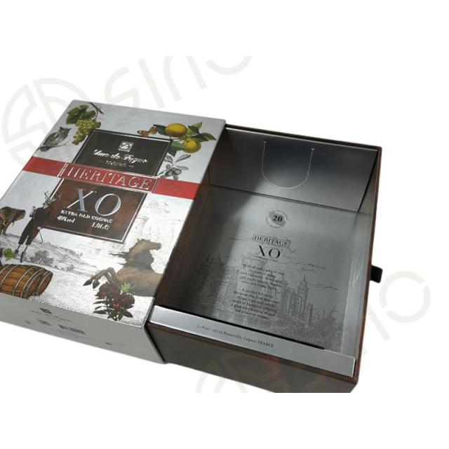 Sliding metallic paper brandy Boxes