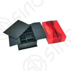 Chocolate lid-off boxes with ribbon