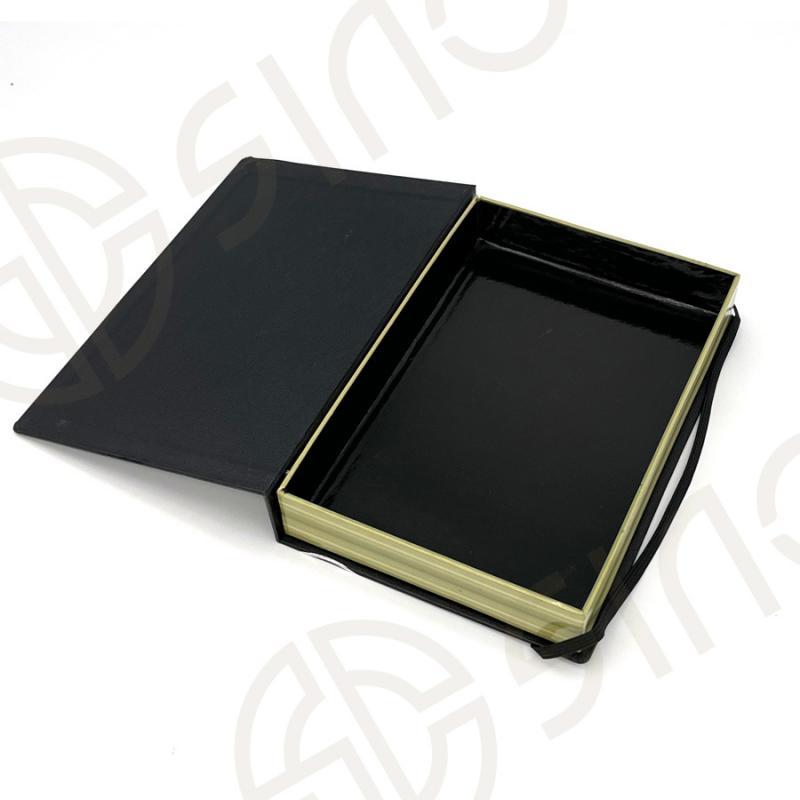 Antique book packaging box with elastic cord