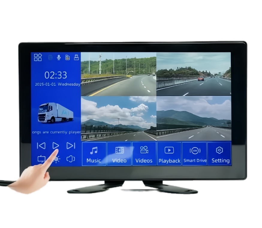 10.1inch Vehicle Mounted Display Touch Screen Monitor Video Recorder 4CH 1080P Video Input with Blind Spot Detection BSD Alarm USB MP5 Playing 5CH 6CH Cameras Input Optional