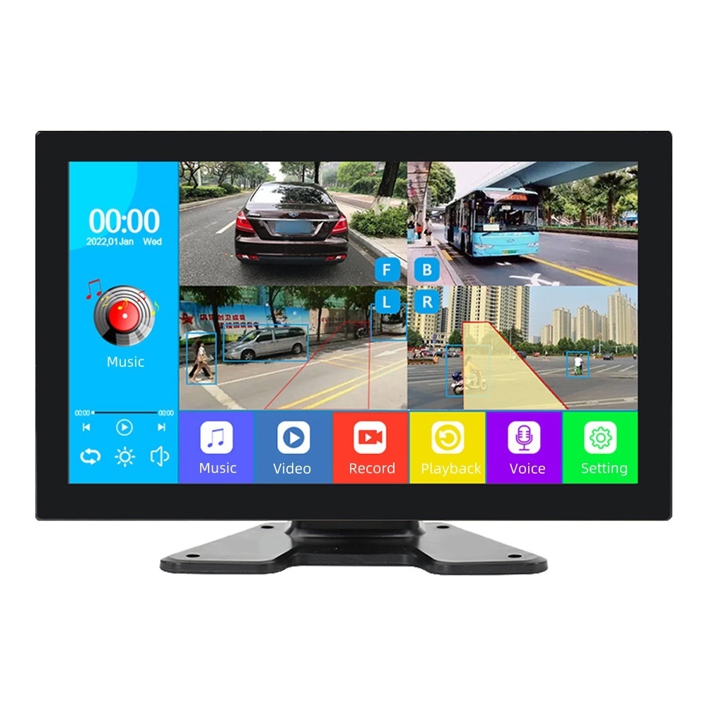 10.1inch Vehicle Mounted Display Touch Screen Monitor Video Recorder 4CH 1080P Video Input with Blind Spot Detection BSD Alarm USB MP5 Playing 5CH 6CH Cameras Input Optional