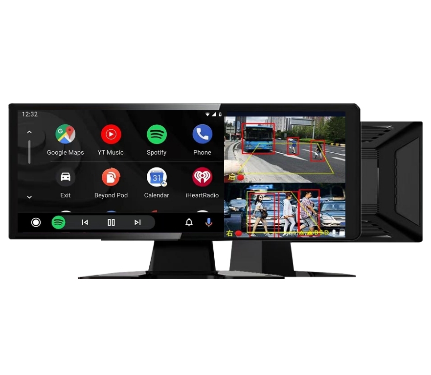 10.36 Inch Portable HD IPS Touch Screen Car Radio Player with Apple CarPlay & Android Auto Online Navigator Bluetooth FM Mirror Link BSD Warning Smart Car Screen Recorde Monitor Supports 4CH 720P 1080P Cameras Input