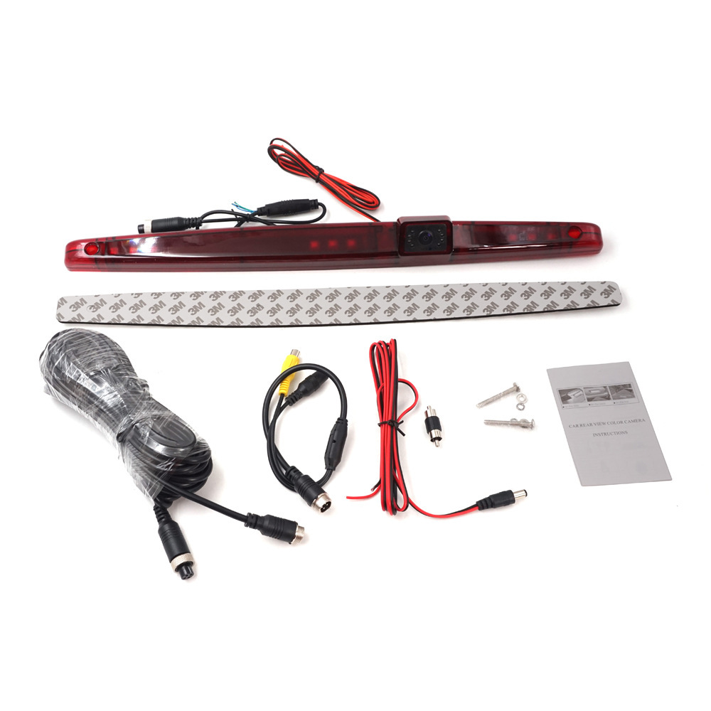 Night Vision Waterproof Universal Brake Light Camera HD 720P 1080P Car High-Mounted Brake Light Reversing Camera for Vans Caravans Motorhomes with 7inch Mirror Monitor