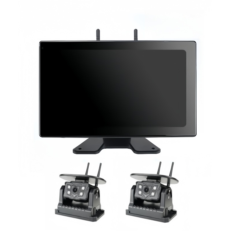 2CH / 4CH HD Cameras Input 10 Inch Touch Screen Monitor DVR Record Magnet Holder Solar Charging Camera Safety Driving System for Truck/Trailer/Bus/RV/Pickups/SUV