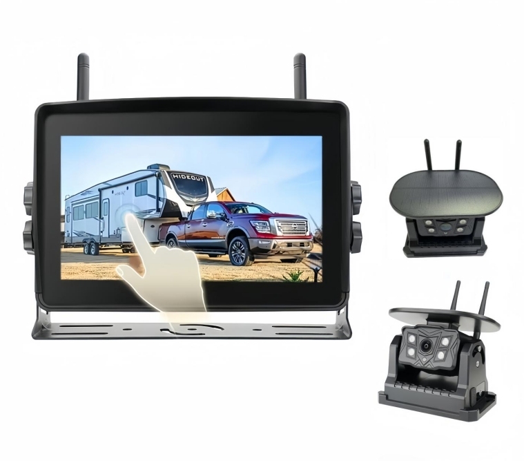 7''Touch Screen Monitor DVR Recording Solar Powered Camera HD1080P Digital Wireless Solar Camera Kit BSD Warning Optional