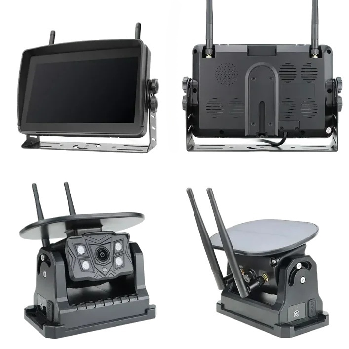 7''Touch Screen Monitor DVR Recording Solar Powered Camera HD1080P Digital Wireless Solar Camera Kit BSD Warning Optional