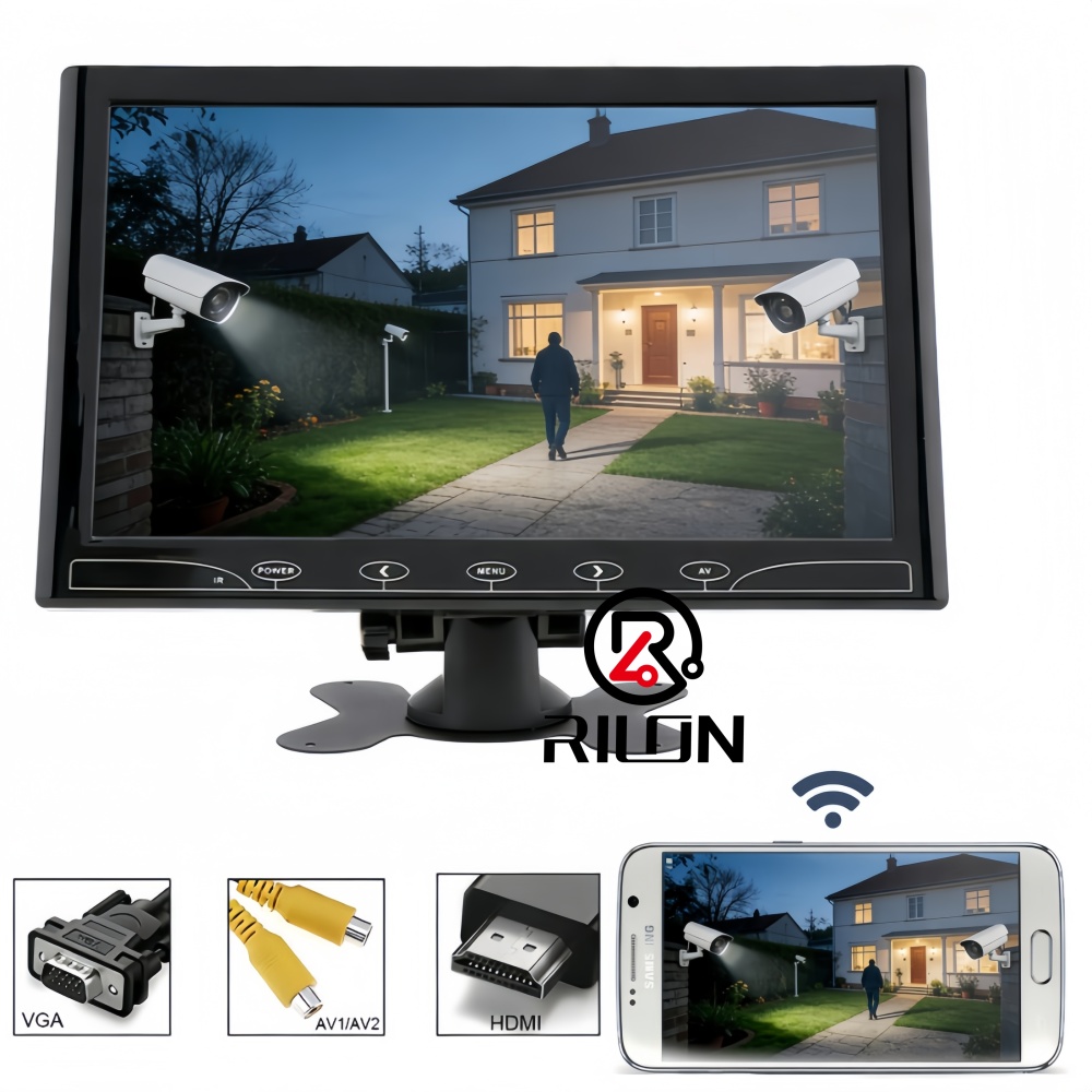 10 inch Multifunctional LCD Display CCTV Monitor for Surveillance Camera  Rear View Camera and Monitor, Smartphone WiFi Mirroring, Support HDMI/VGA/AV for Car Display/CCTV