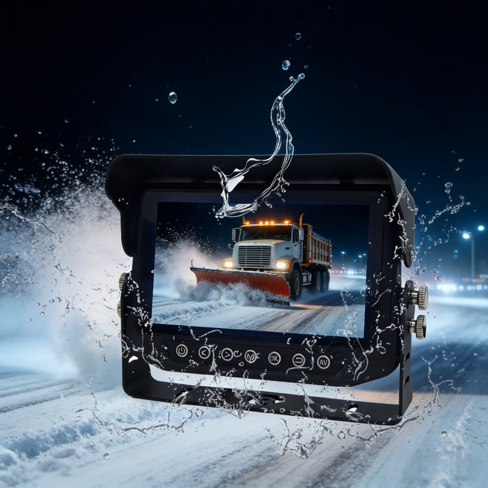7inch Vehicle Mounted Dislplay Waterpoof Monitor 4CH Cameras Input and Video Recording  AHD 1080P  Vision Systems for Forage Harvester Farming  Agricultural Machines Yachts Boats