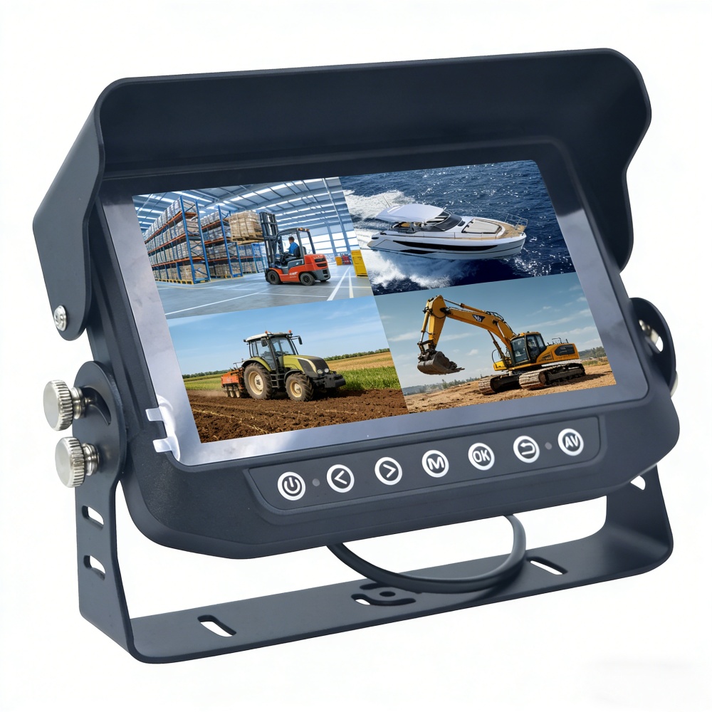 7inch Vehicle Mounted Dislplay Waterpoof Monitor 4CH Cameras Input and Video Recording  AHD 1080P  Vision Systems for Forage Harvester Farming  Agricultural Machines Yachts Boats