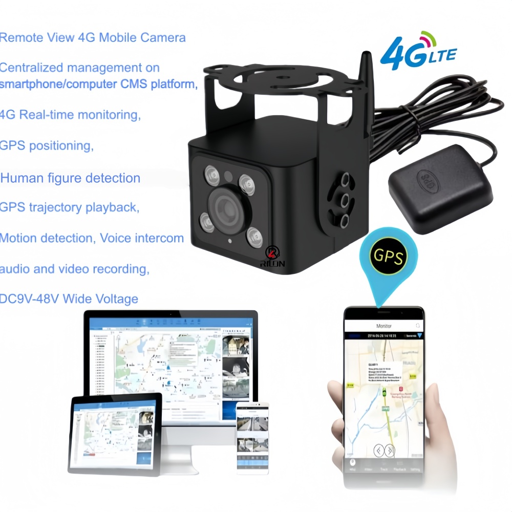 4G Mobile Camera with GPS Positioning AI Wireless Camera System, Van Truck RV Vision Camera with IR Night Vision, Remote View 1080P 2MP Rearview Front View Face Recognition Backup Camera