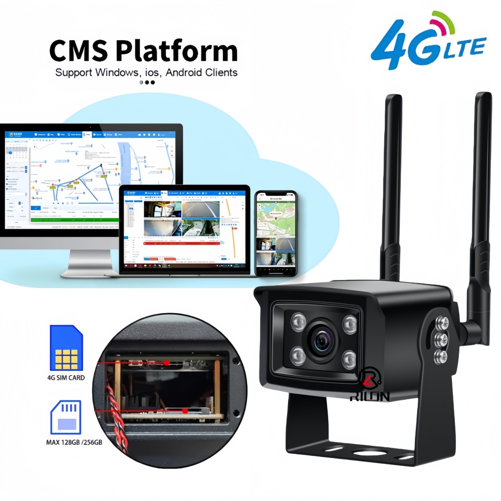 Voice Intercom Vehicle Mounted 4G Mobile View Camera P2P View, IR Night Vision Indoor & Outdoor Wateproof 1080P 2MP RV Vision Camera, Home Security 4G Mobile Remote View CCTV Camera with Power Adapter