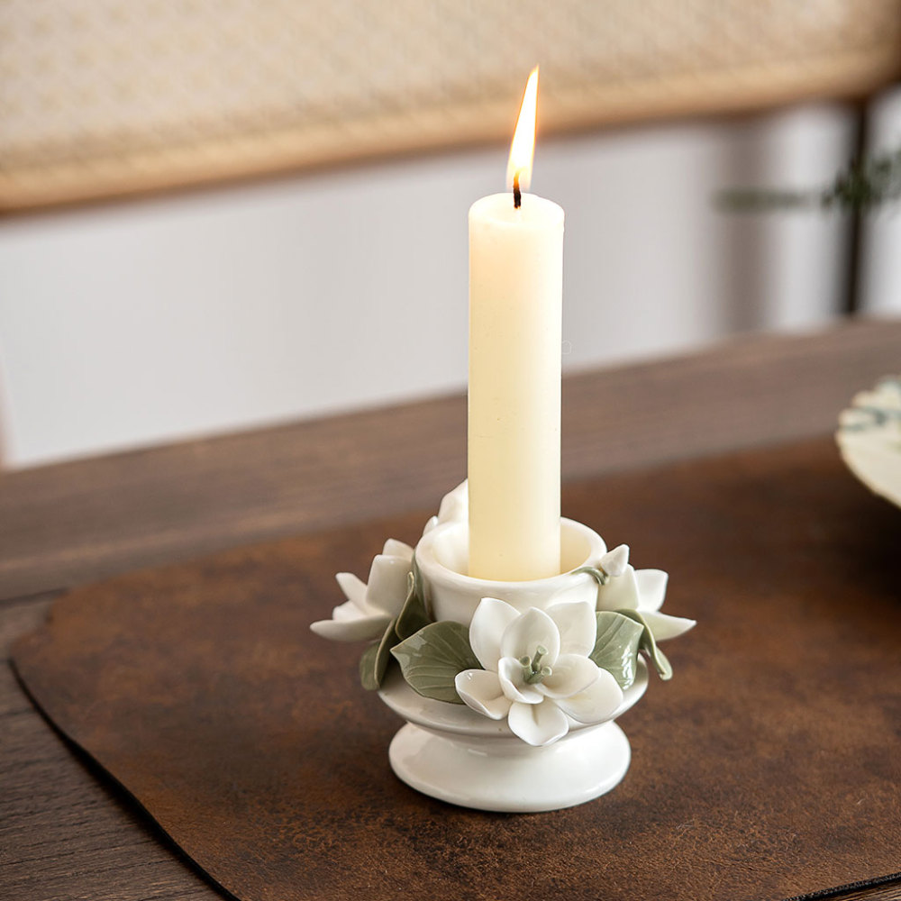 ceramic candle holder with handmade flowers creative gift idea