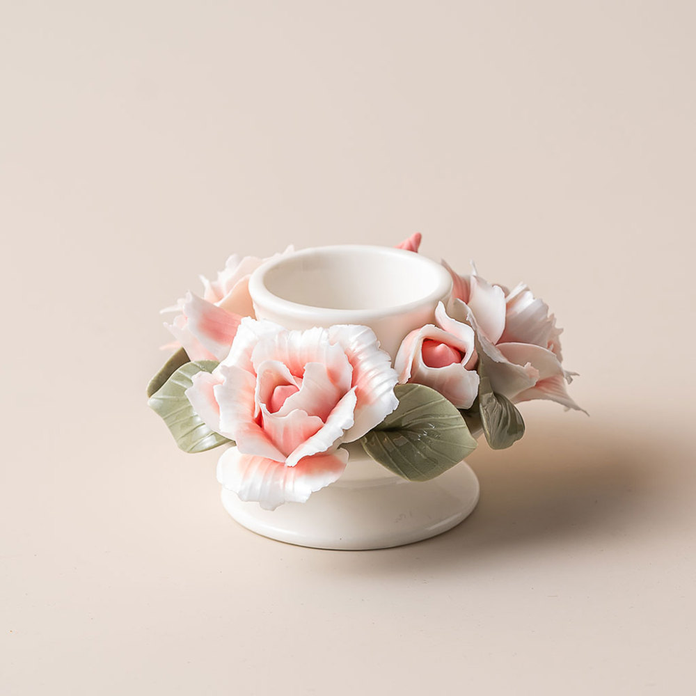 ceramic candle holder with handmade flowers creative gift idea