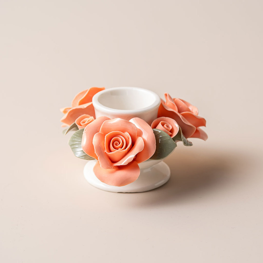 ceramic candle holder with handmade flowers creative gift idea