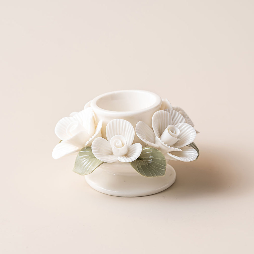 ceramic candle holder with handmade flowers creative gift idea