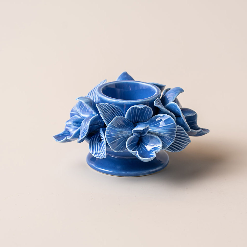 ceramic candle holder with handmade flowers creative gift idea