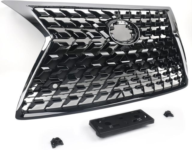Replacement Front Upper Grille Compatible with Lexus GX460 2020 2021 2022 Mesh Bumper Cover Grill w/License Plate Black,Replacement Front Upper Grille Compatible with Lexus GX460 2020 2021 2022 Mesh Bumper Cover Grill w/License Plate Black,ShanTec Auto Parts