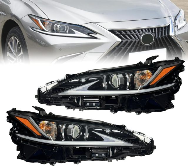 For Lexus ES350 ES300h Headlights Assembly ES 2019-2021 LED DRL Black Housing Headlamps,LEXUS ES 2018-2021 OE Headlight Replacement – Left & Right,ShanTec Auto Parts