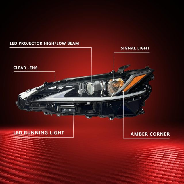 For Lexus ES350 ES300h Headlights Assembly ES 2019-2021 LED DRL Black Housing Headlamps,LEXUS ES 2018-2021 OE Headlight Replacement – Left & Right,ShanTec Auto Parts