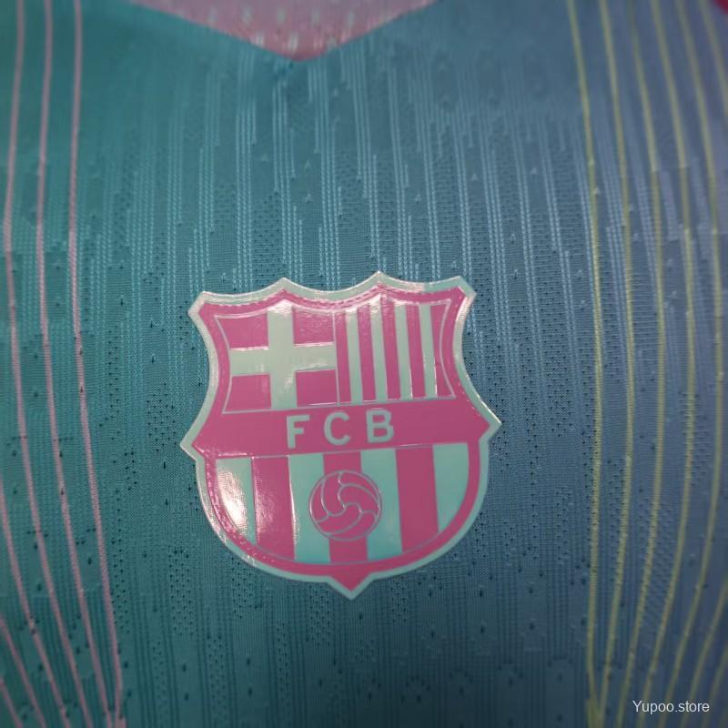 Player Version 2025/26 FC Barcelona Mint Green with Pink Trim Jersey